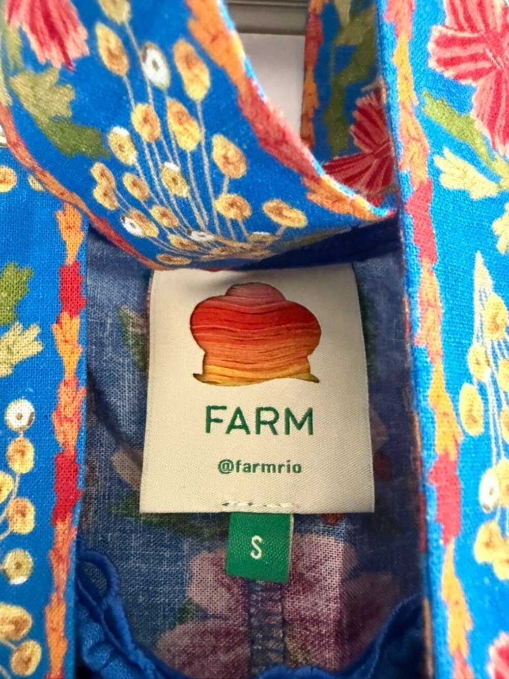 FARM RIO size Small oversized blue dress with belt NWOT - Picture 3 of 3